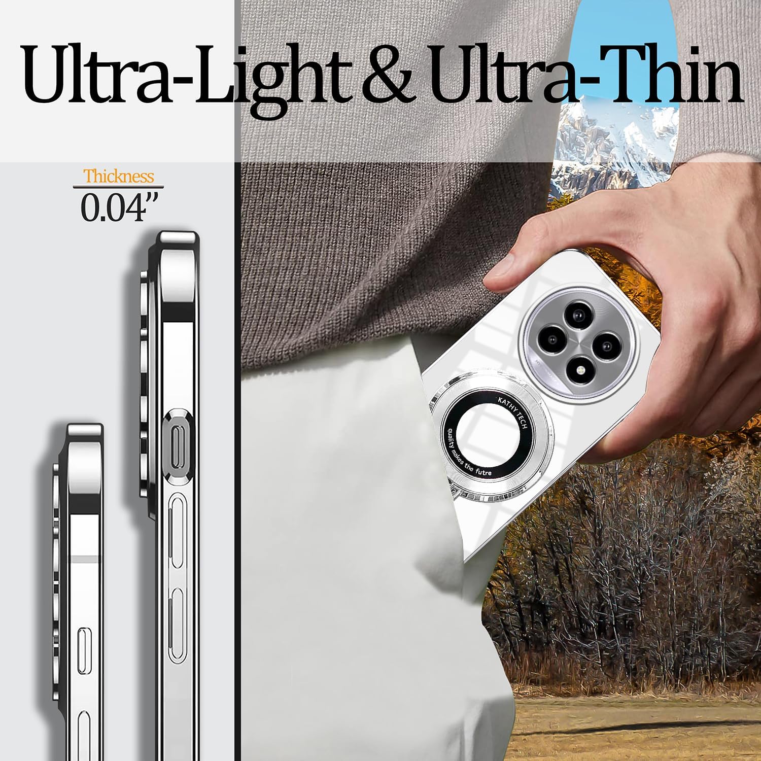 Compatible with Honor Magic 7 Pro Case with Magnetic Stand, for Honor Magic 7 Pro Phone Cases Silicone Transparent Accessories Funda Shockproof Luxury Protective Original Cover (Silver) - Image 5