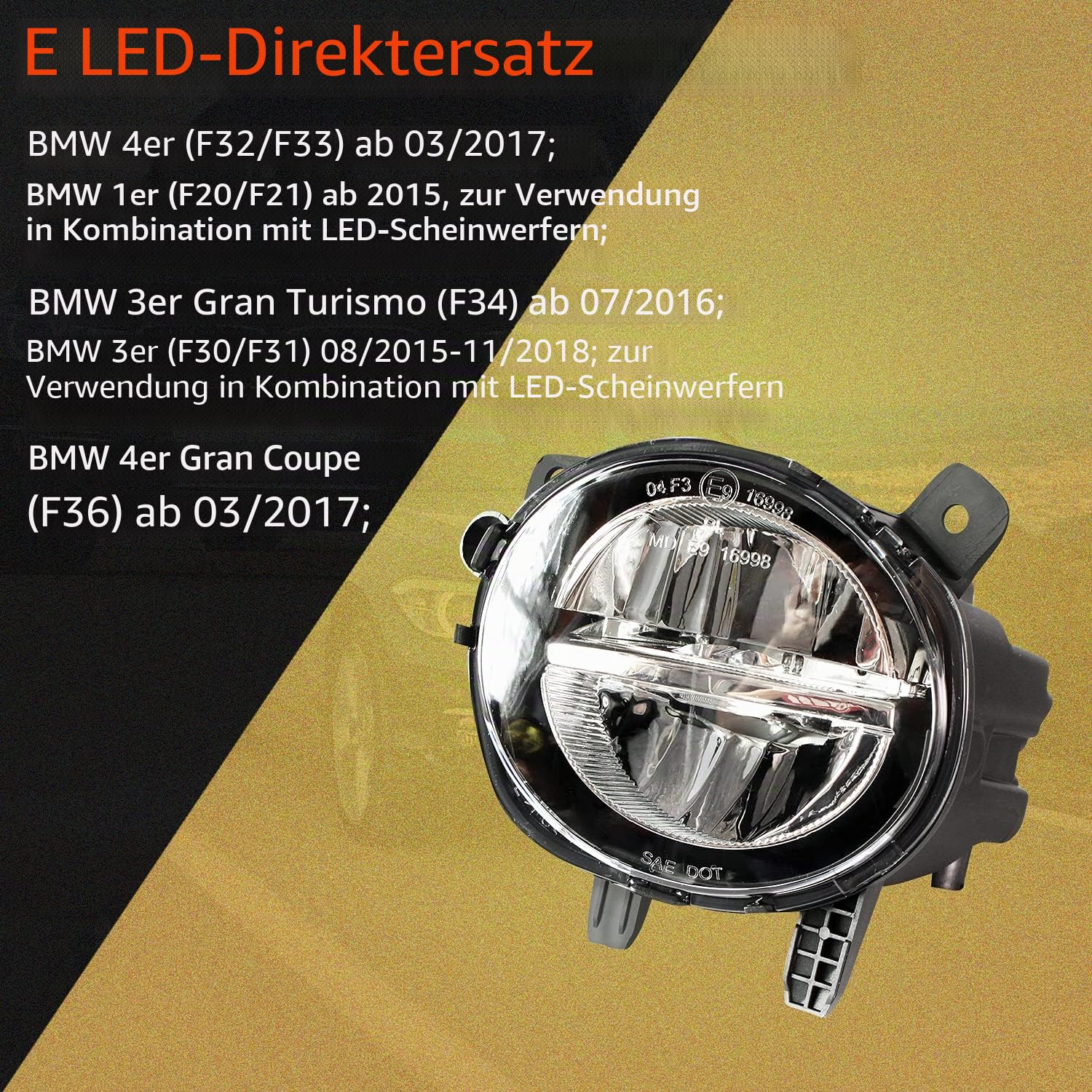 Nebelscheinwerfer für 2010-2018 F30 F31 F20 F21 F32 F33 F34 F36 F22 F23 F45 F46 - LED Direkter Austausch oder LED zu Halogen - Ein Paar Mit Sauberer Linse WISCOL