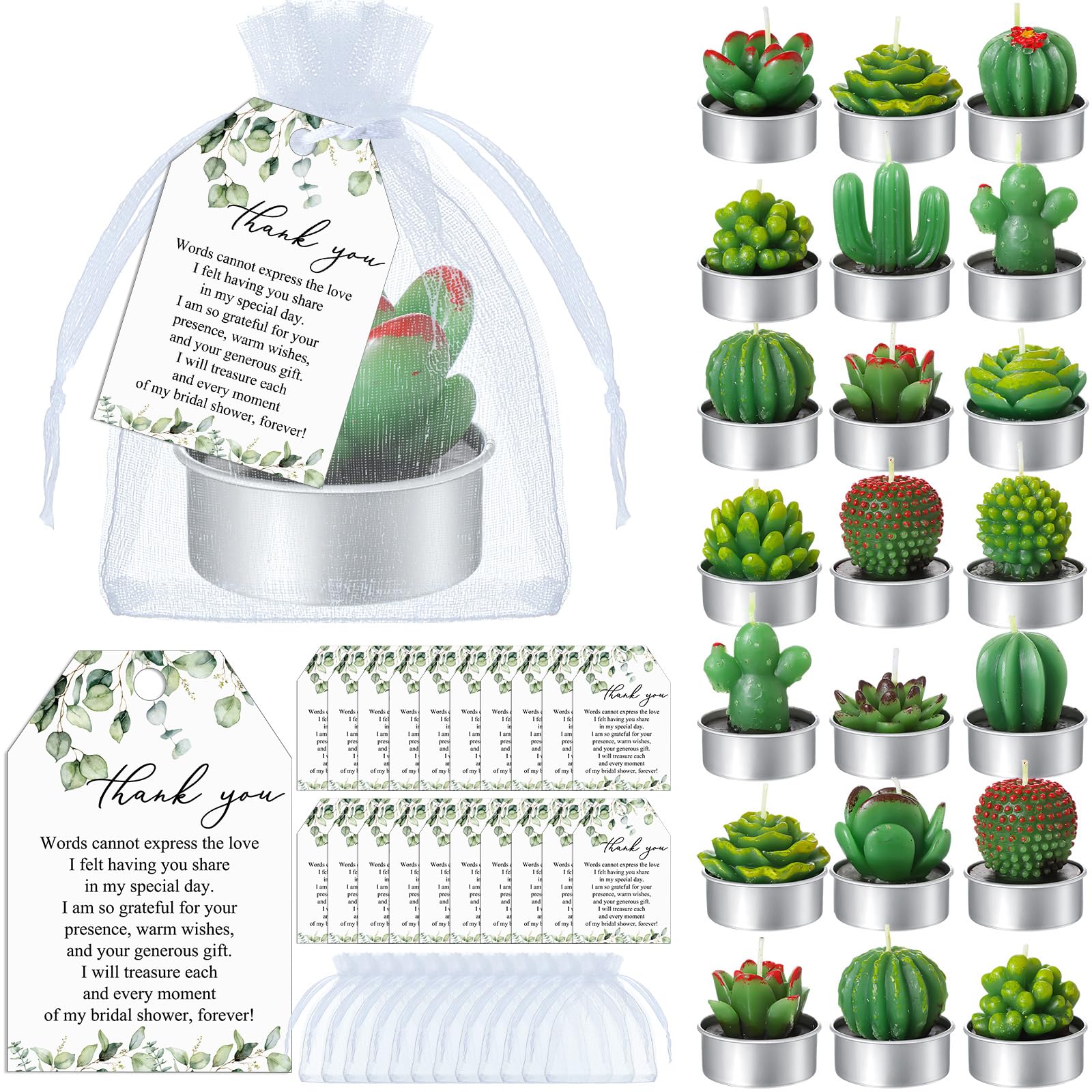 18 Candele Tea Light A Forma Di Cactus Con Vasetti In Terracotta, Decorazione Per Festa A Tema, Bomboniere, Baby Shower, Casa