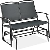 Vista 12 de Best Choice Products – Silla mecedora para 2 personas para patio al aire libre, banco para jardín, balancín de acero con tela Textilene, marco