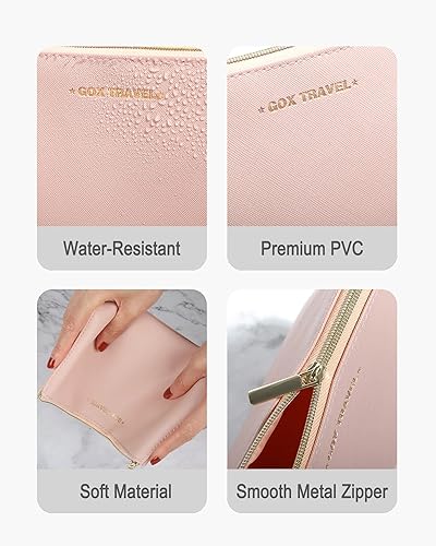 Miniatura 9 de GOX Bolsa de cosméticos, bolsa de viaje de gran capacidad, resistente al agua, bolsa de aseo y accesorios, organizador para mujeres y niñas, Gris,