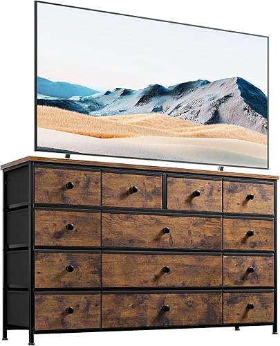 Miniatura 10 de EnHomee Cómoda negra, cómoda para dormitorio con 13 cajones de almacenamiento, aparadores y cómodas para TV de 55 pulgadas, cómoda negra para