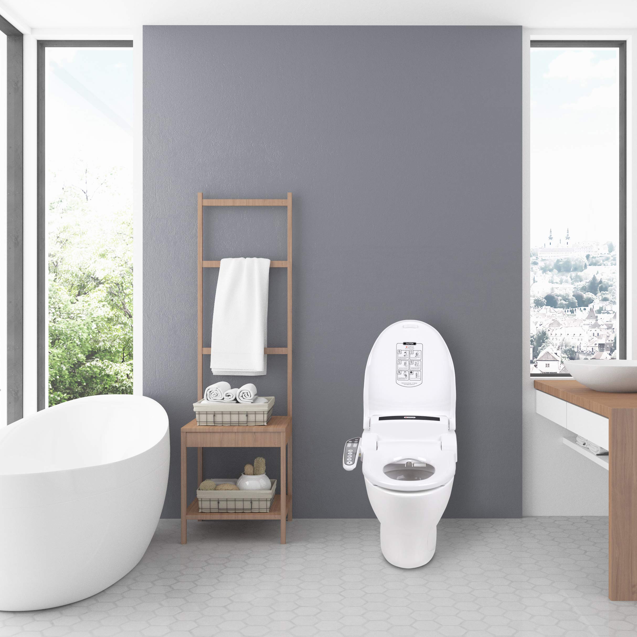 Lotus Bidet ATS-800 Asiento alargado con calefacción, lavado a temperatura controlada, secador de aire caliente, fácil instalación de bricolaje, fabricado en Corea
