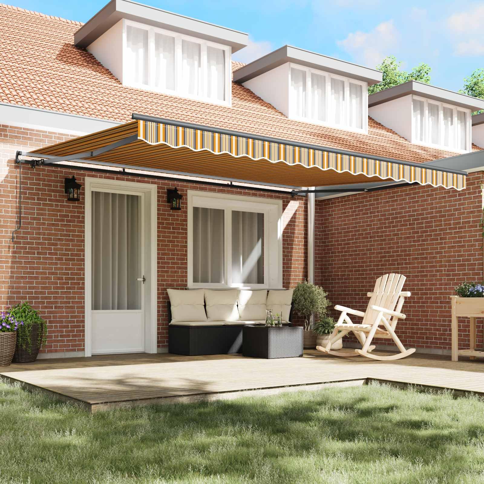 LKJephalotrope 14.7x11.5 ft Manual Retractable Awning, Polyester & Steel