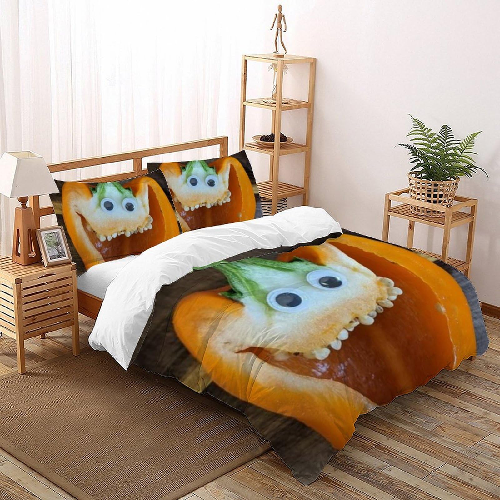 Housse de couette poivrons microfibre 220x240cm anti-plis pour lit king de grande taille