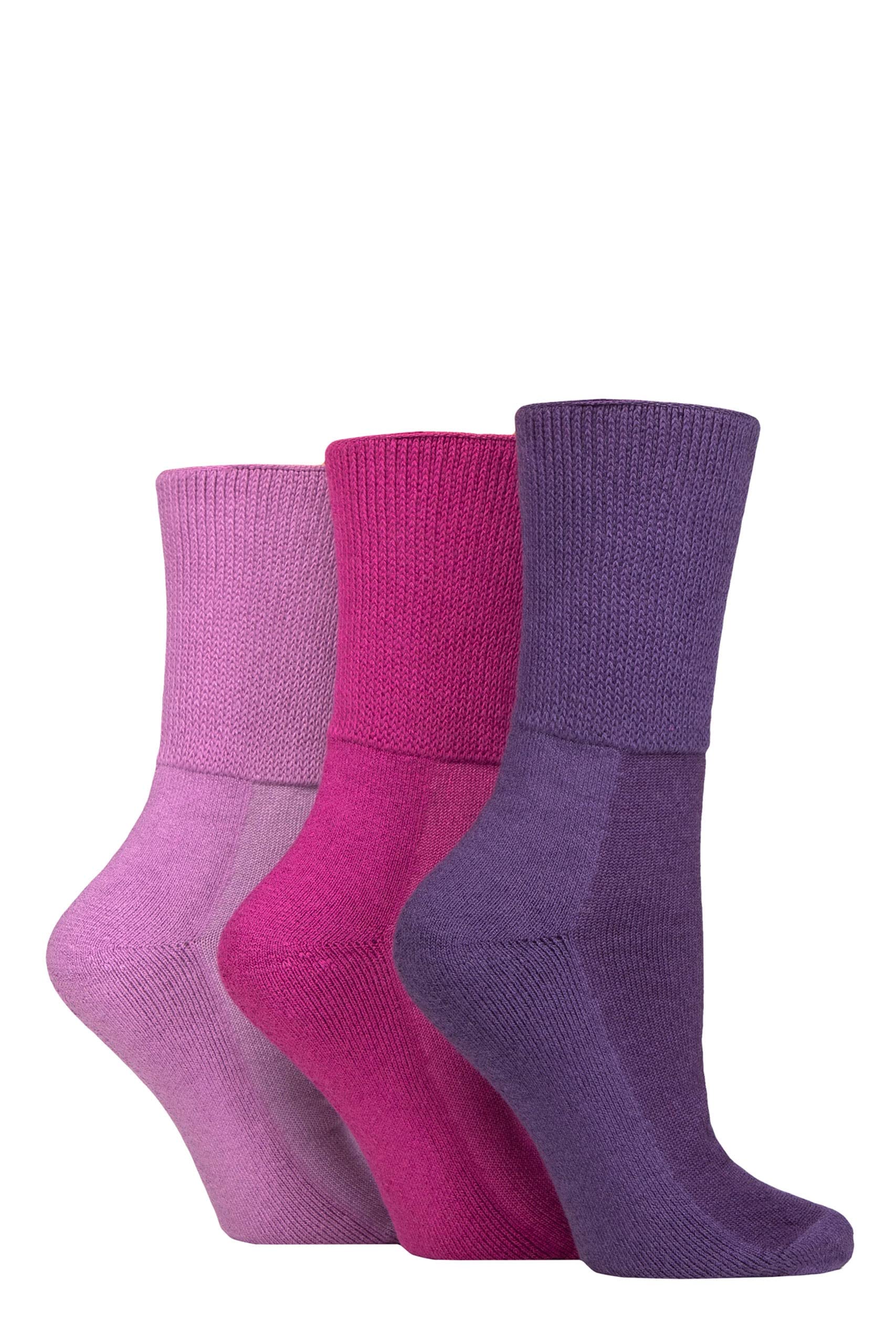 IOMI SOCKSHOP Footnurse Mens and Ladies Bamboo Cushioned Foot Diabetic Socks Pack of 3 Blackberry 4-7