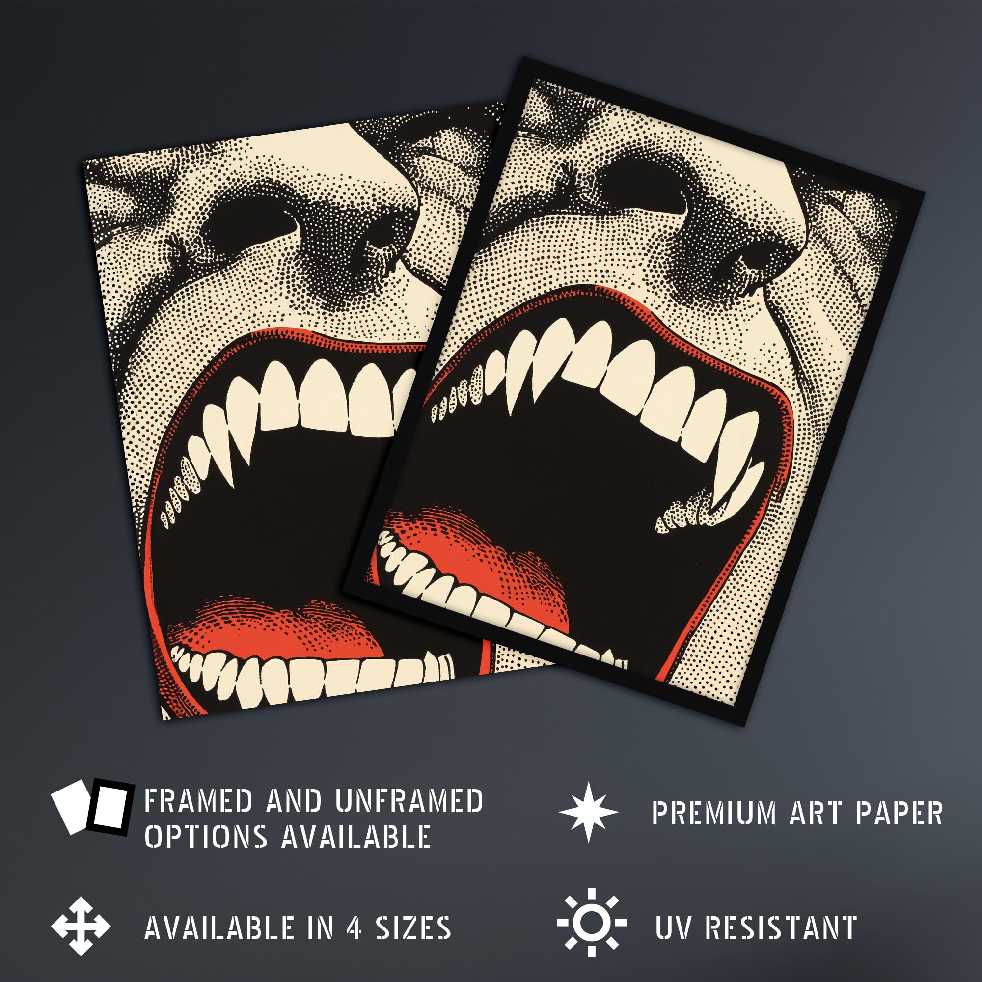 Artery8 Vampire Teeth Mouth Close Up Pop Art Horror Living Room Large Wall Art Poster Print Thick Paper 18X24 Inch - Image 2
