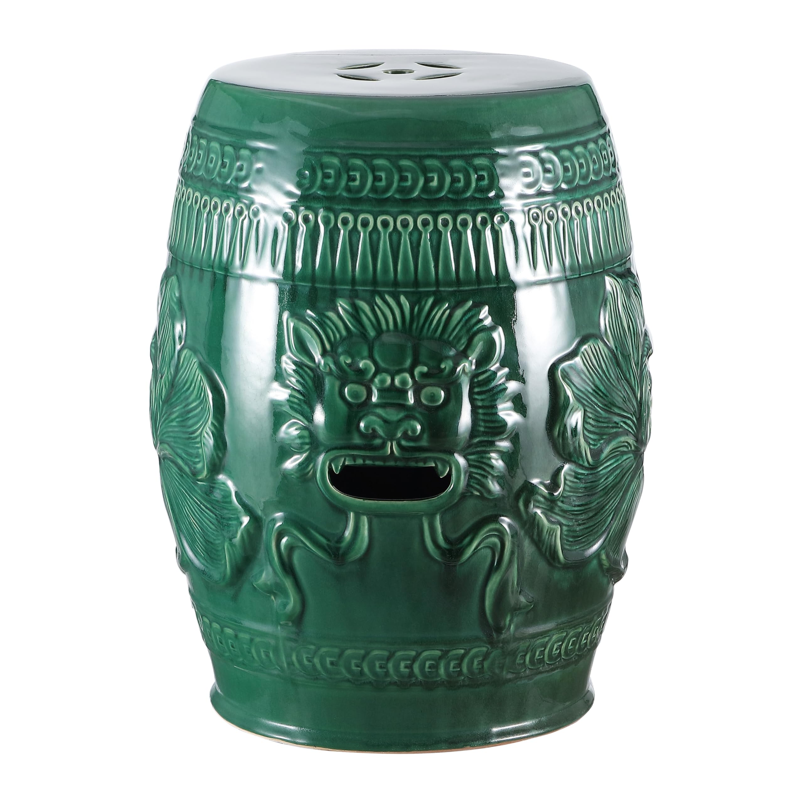 Safavieh Castle Gardens Collection Green Glazed Ceramic Chinese Dragon Garden Stool