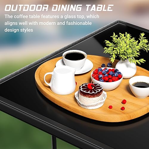 Miniatura 4 de LEVELEVE Juego de 2 taburetes de bar giratorios para patio, muebles de textileno para exteriores, estabilidad para todo tipo de clima