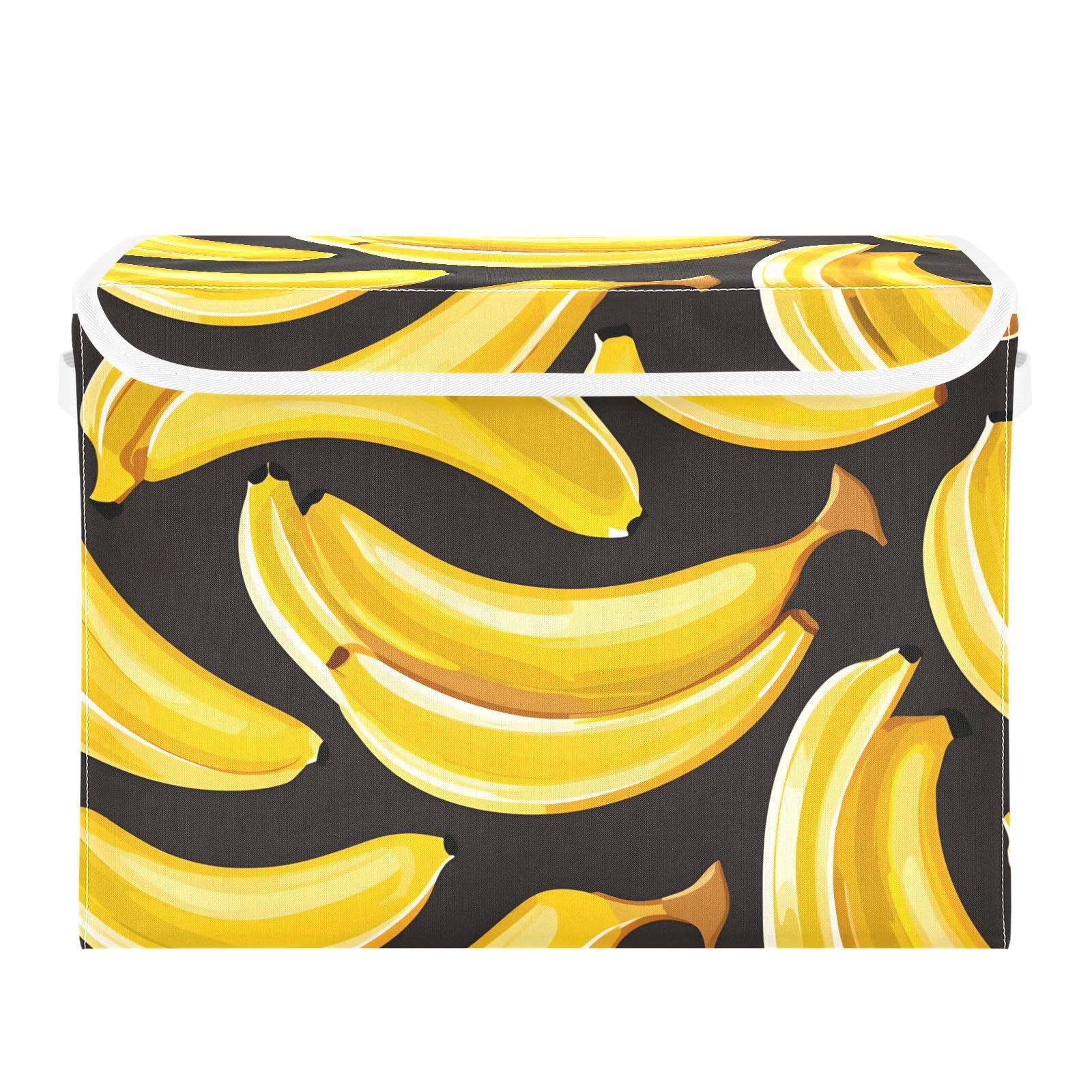 Boîtes de rangement pliables avec couvercle Mnsruu motif banane