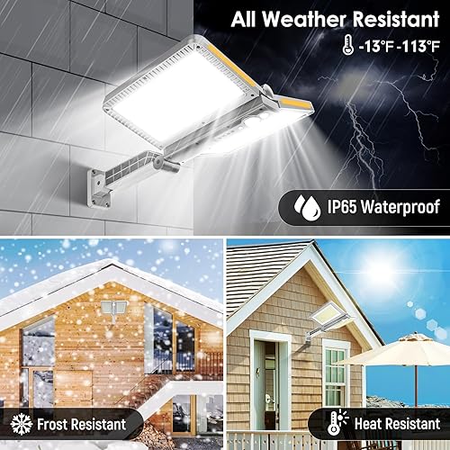 Miniatura 5 de ropelux Luces Solares para Exteriores, 6000LM Luces para Exteriores con Sensor de Movimiento Paneles Solares Dobles Grandes, IP65 Resistente al Agua