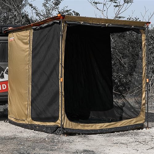 ALL-TOP Awning Room with Floor 6.6' x 8.2' Rip-Stop 210D Oxford Awning Tent with Bug-Resistance Mesh, Waterproof Sun Shelter for Overland, Camping(Black Coating, Room Only)