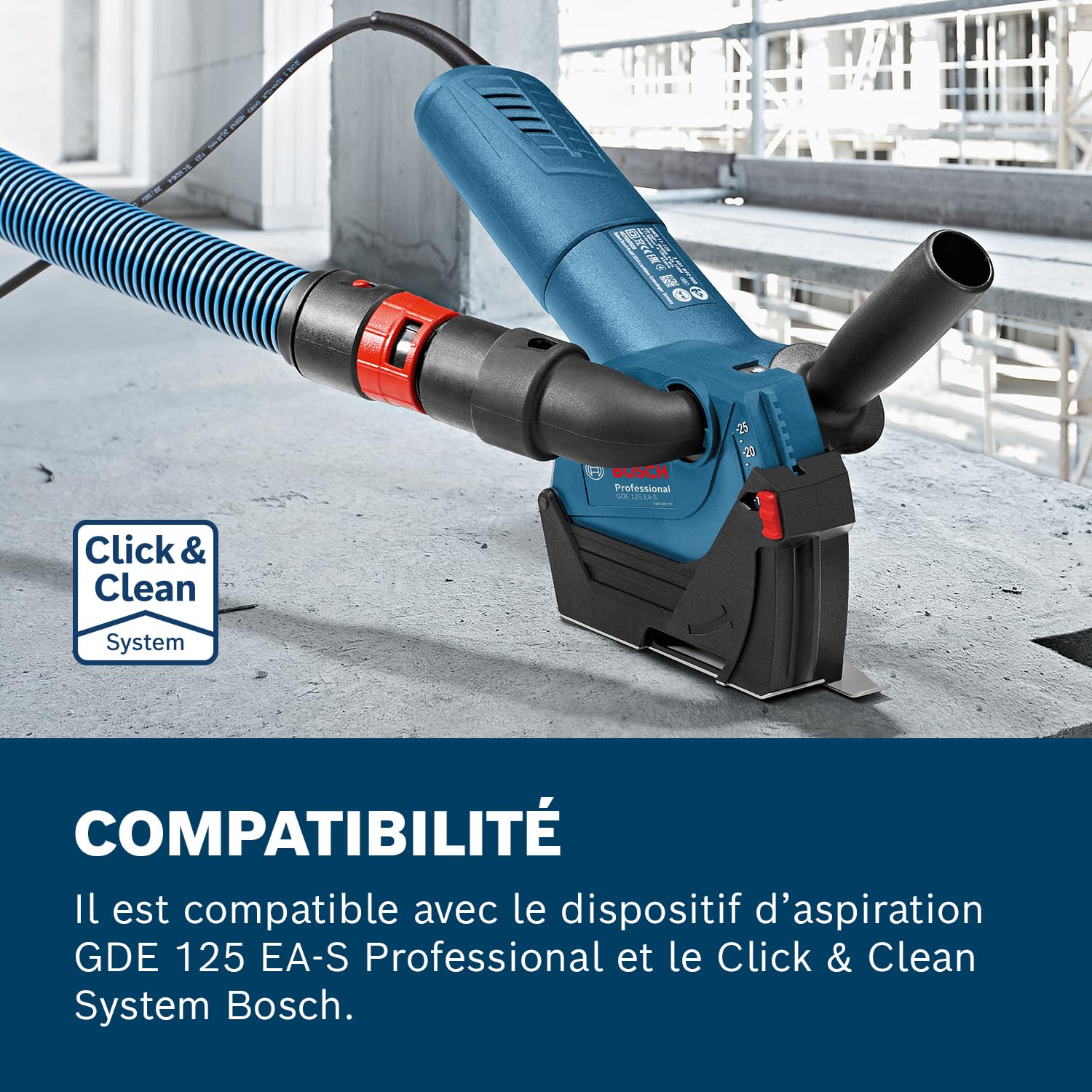 Bosch Professional meuleuse angulaire GWS 7-125 (Ø disque 125 mm, puissance 720 W, avec poignée auxiliaire, flasque de serrage, capot de protection, écrou de serrage, clé à ergots)
