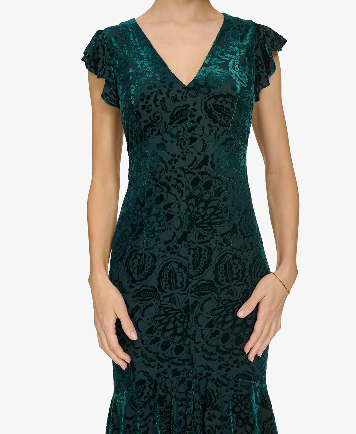 Tommy Hilfiger Womens Flutter Sleeve Flounce Hem Empire Waist Dress - Image 5