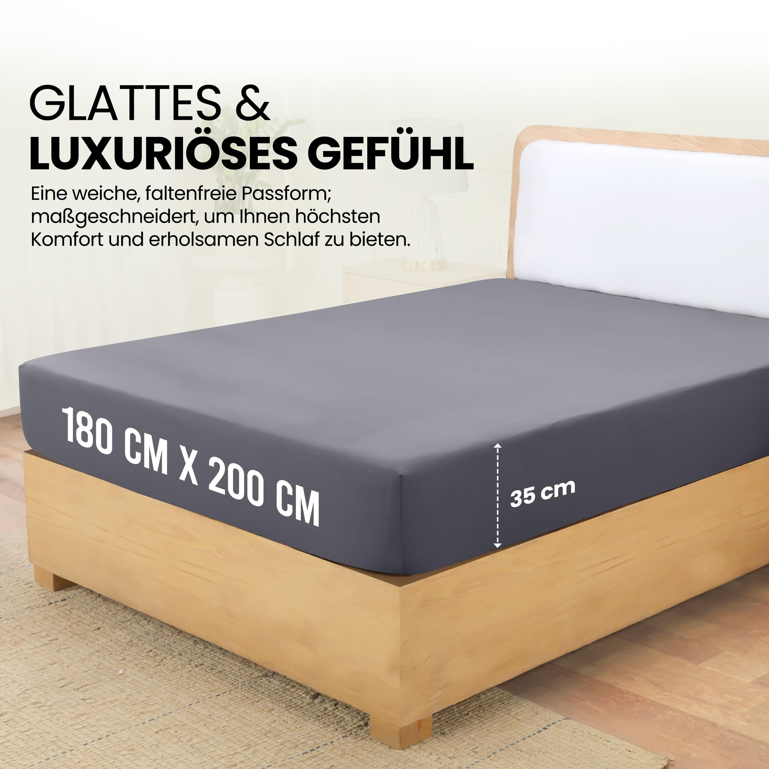 Utopia Bedding - Spannbettlaken 180x200cm - Grau - Oeko-Tex Zertifiziertes Ansicht 3