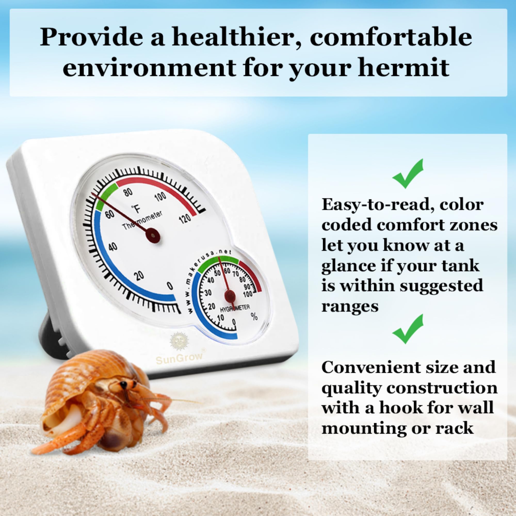 Max Min Record Hygrometer Crested Gecko Terrarium Reptile Humidity ...