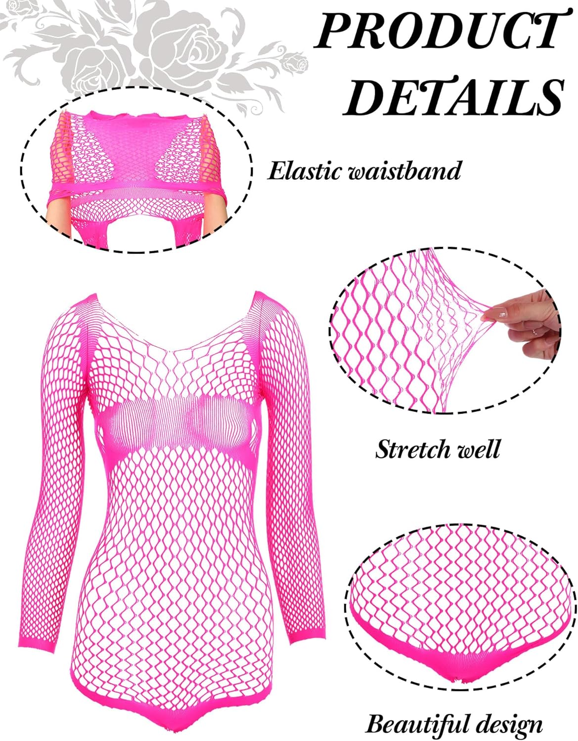 12 Pieces Women's Fishnet Lingerie Mesh Babydoll Bodysuit Lace Smock Lingerie for Women (Cute Color,Elegant Style) - Image 2