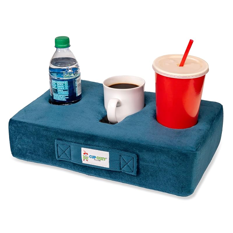 Almofada Porta-Copos Cup Cozy Pillow para Sofá, Cama e Carro na cor Teal, Modelo 3 Hole, 1 unidade