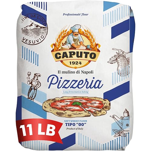 Antimo Caputo Pizzeria Flour Blue, 11 Pound (5Kg) Bag - Italian 00 Flour - Soft Wheat for Pizza Dough - Makes that Perfectly Elastic, Chewy, Crispy Bubble Neapolitan Pizza