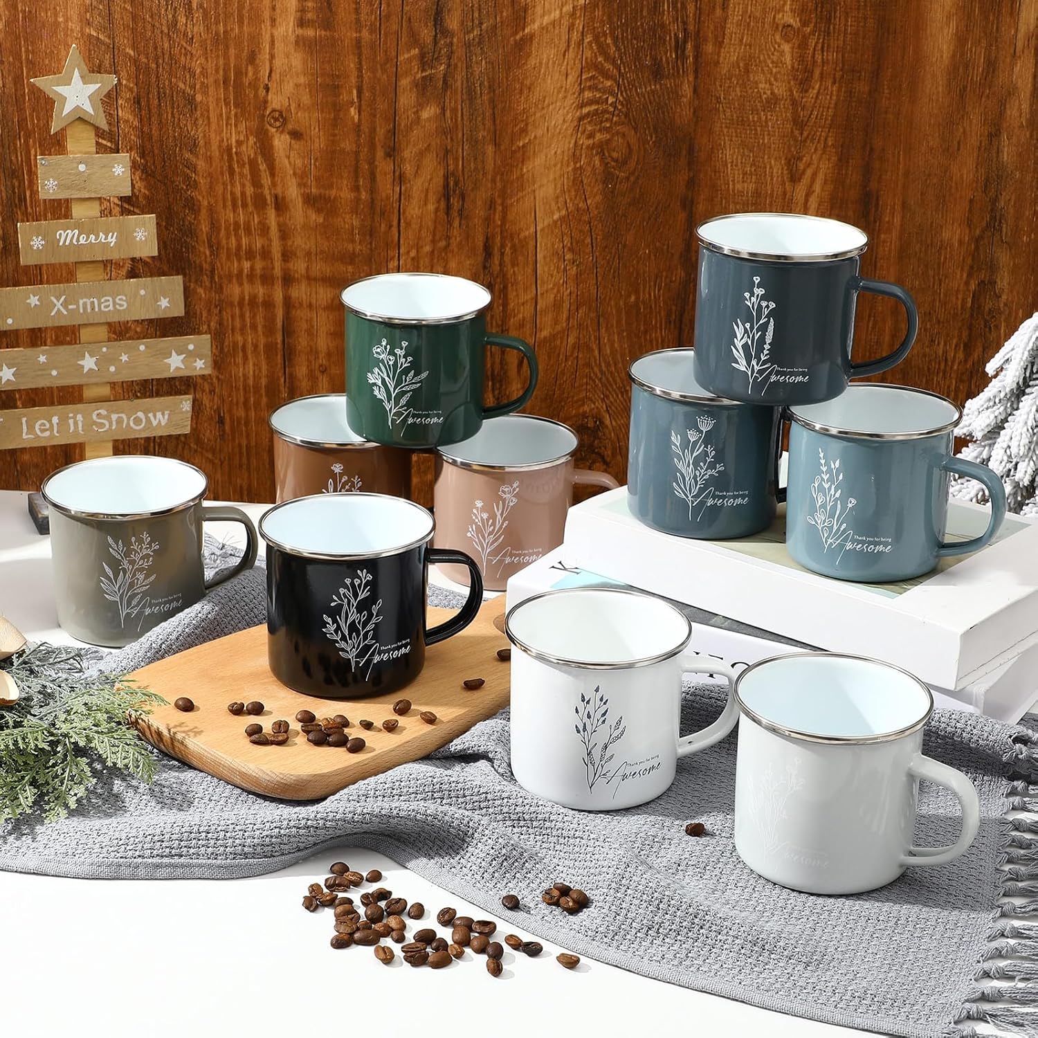 10 Pcs Employee Appreciation Gifts Thank You Enamel Mugs 12 oz Inspirational Coffee Mug for Easter Staff Coworker Teacher Nurse Social Worker Volunteer Administrative Professional Gift