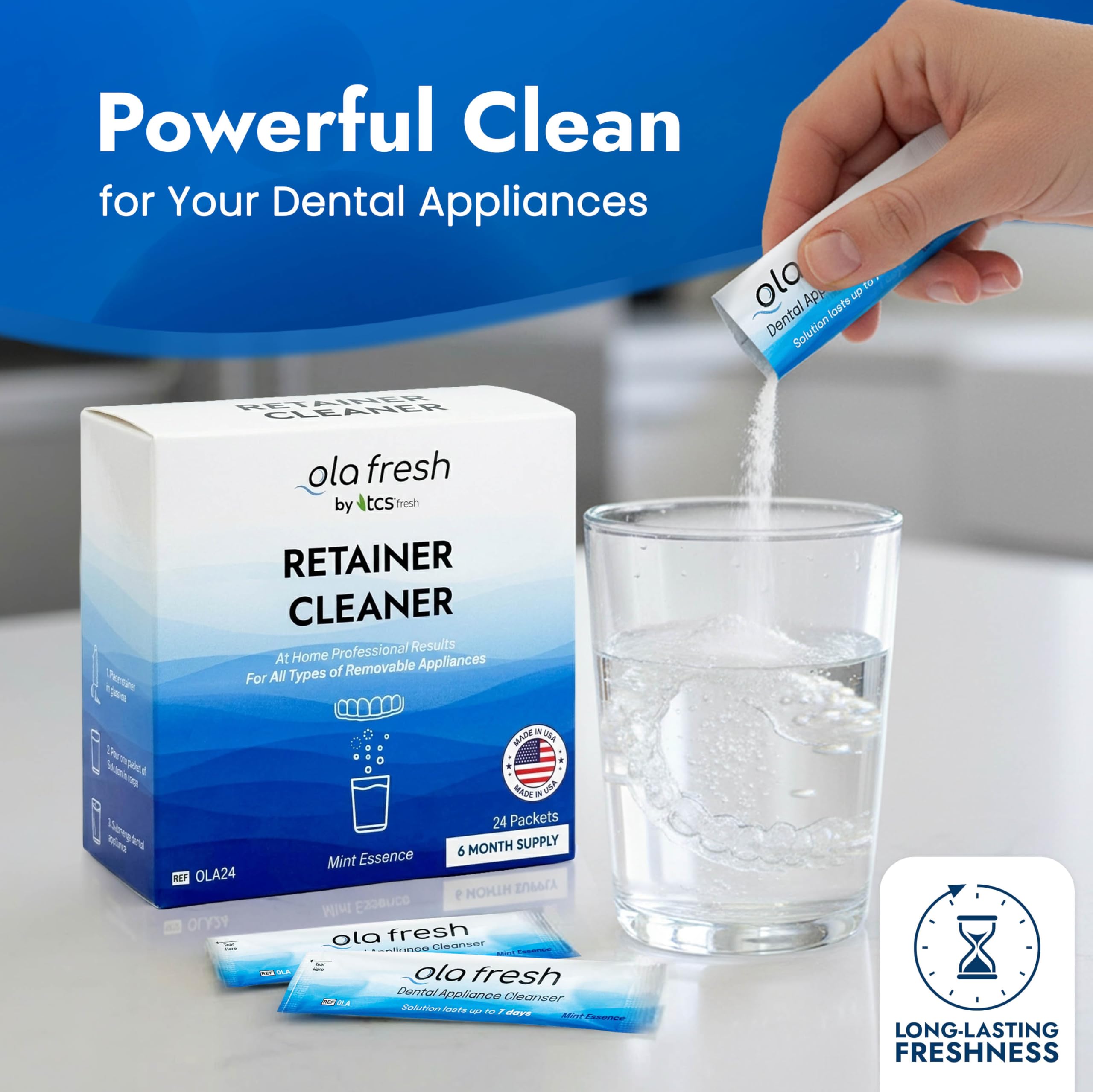 Ola Fresh Limpiador de aparatos dentales (suministro de ~ 6 meses)