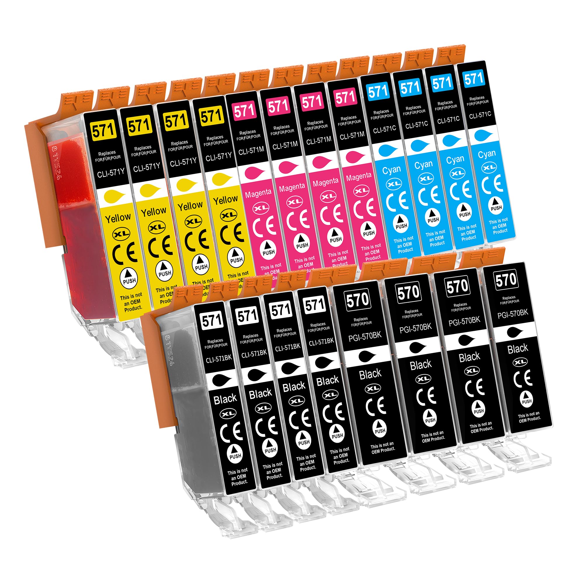 Jhaan Druckerpatronen Kompatibel für Canon PGI-570 CLI-571 für Canon Pixma TS5050 TS5000 TS5051 TS5053 TS5055 TS6050 TS6051 TS6052 MG5750 MG5751 MG5752 MG5753 MG6800 MG6850 MG6851 MG6852 (20er-Pack)