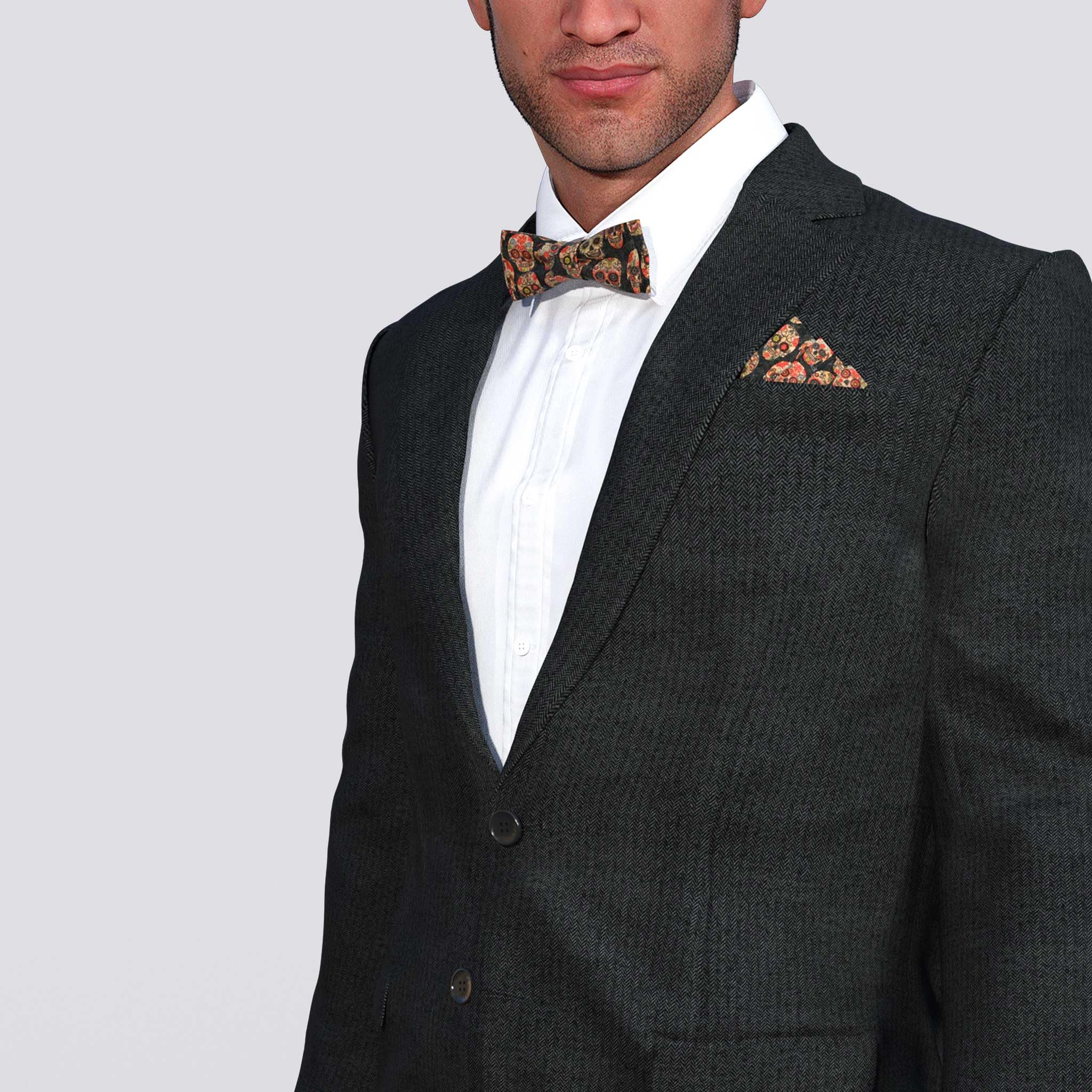 Made in Germany | Cravatta a farfalla MAY-TIE | 100% sughero | Style: Black Scull | SLIM SHAPE | legata e regolabile senza limiti con gancio di fissaggio | Uomo