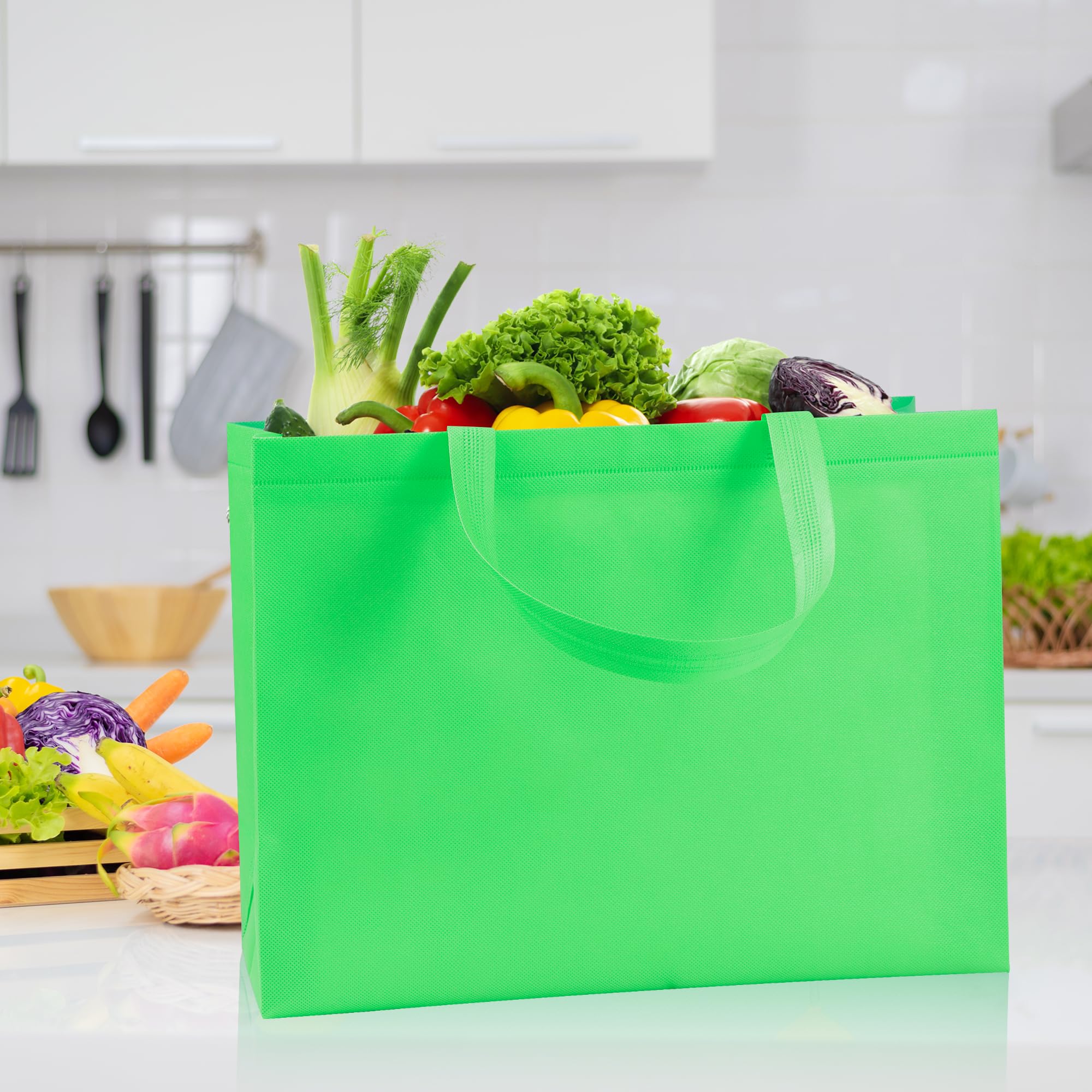 GITMIWS Reusable Non Woven Bags, Large Colorful Grocery Shopping Tote Bags with Handles