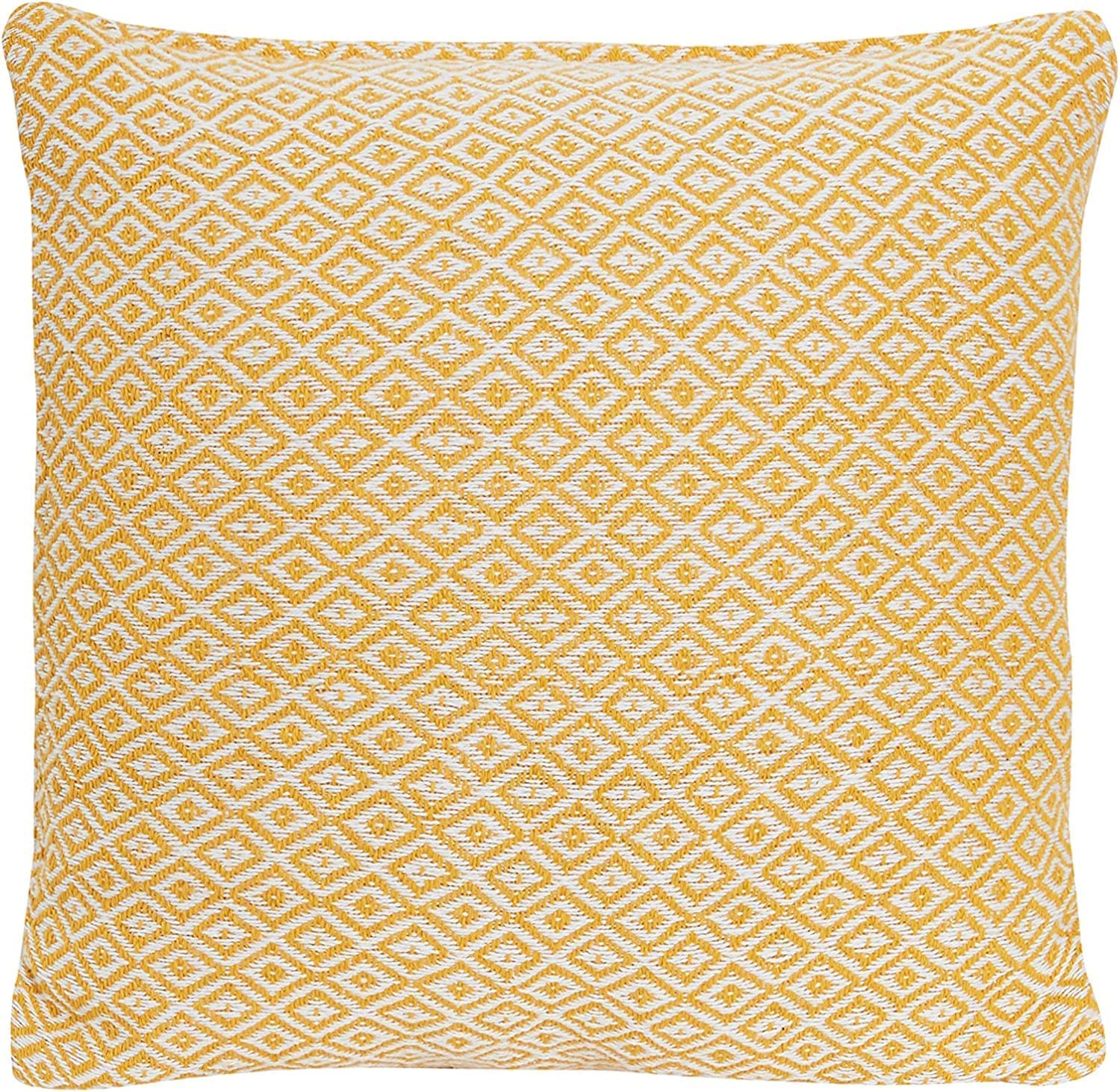 Large Cushion Covers 60cm x 60cm Ochre Diamond Geo Pattern, 100% Cotton Square Cushions For Home Decor Sofa Bed