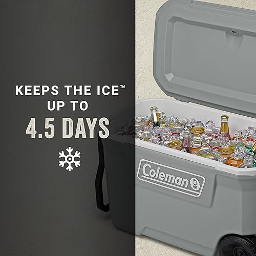 Miniatura 3 de Coleman Classic Series - Enfriador portátil aislado con ruedas, resistente a fugas, para exteriores, mantiene el hielo hasta 5 días, 62 cuartos