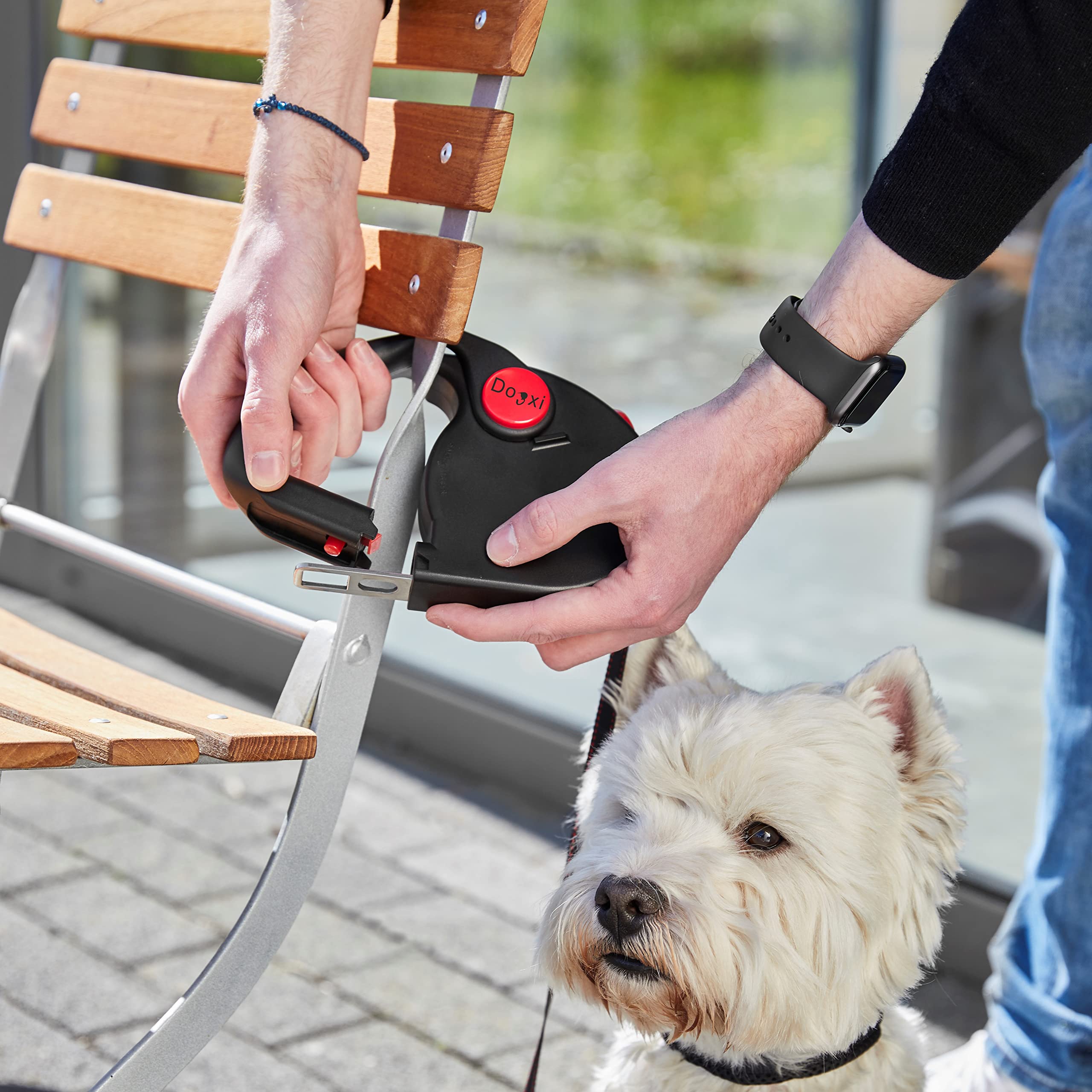 Hundeleine Rollleine 5m 25kg Griff aufklappbar Gurtzunge im Auto befestigen kleine mittelgroße Hunde schwarz mit Karabiner Leine 11mm breit ausziehbar verstellbar einziehbar
