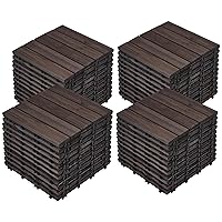 Vista 18 de Yaheetech 55 azulejos de terraza de patio entrelazados de madera compuesta de madera para cubierta de pisos de madera de 12 x 12 pulgadas, madera