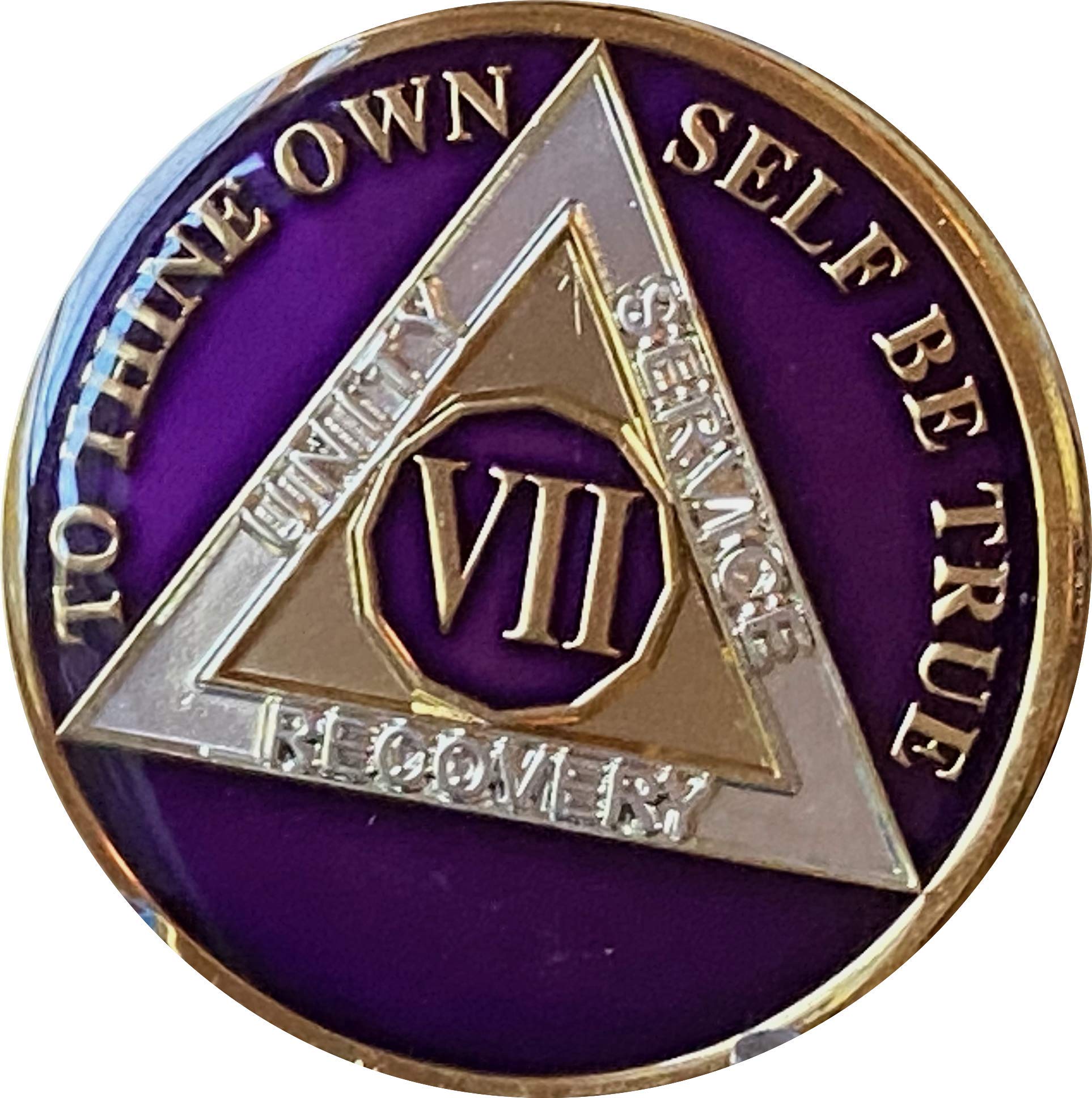 Ranger Industries7 Year AA Medallion Metallic Purple Tri-Plate Sobriety Chip VII