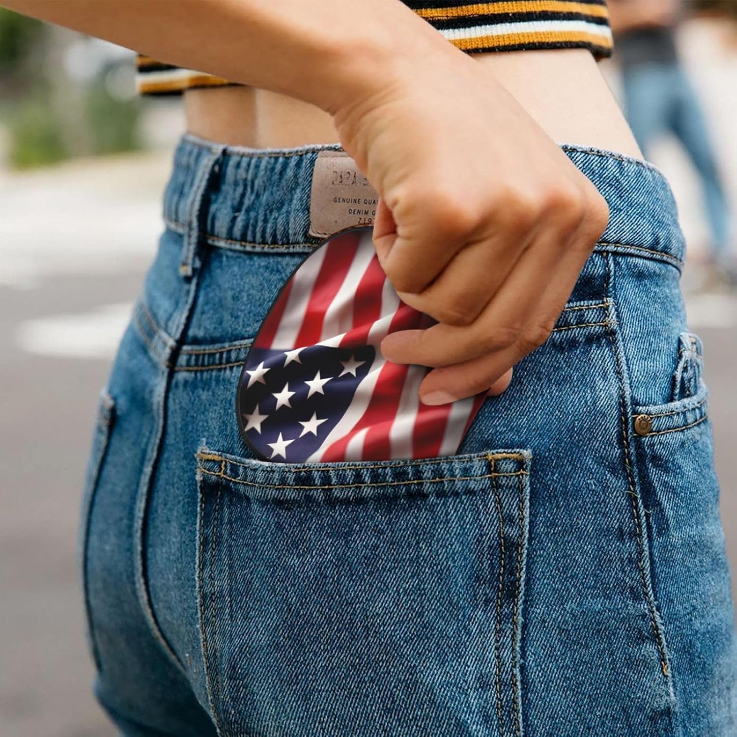 American Flag print Wallet Credit Cards Holder Business Card Case for Men Women Compact Size for Adults