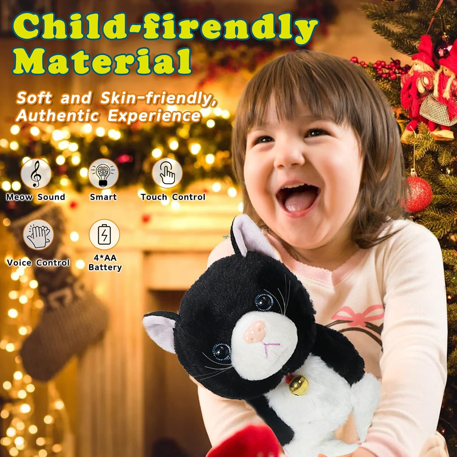Interactive Plush Toys, Stuffed Toy, Stuffed Animal Toy, Walking Toys, Interactive Sound Control Electronic Cats Robot Pets Gift for Children