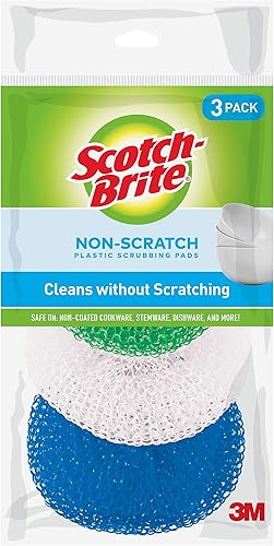 Scotch-Brite Almohadillas de plástico antiarañazos, limpia los platos sin rayar, 3 almohadillas para fregar