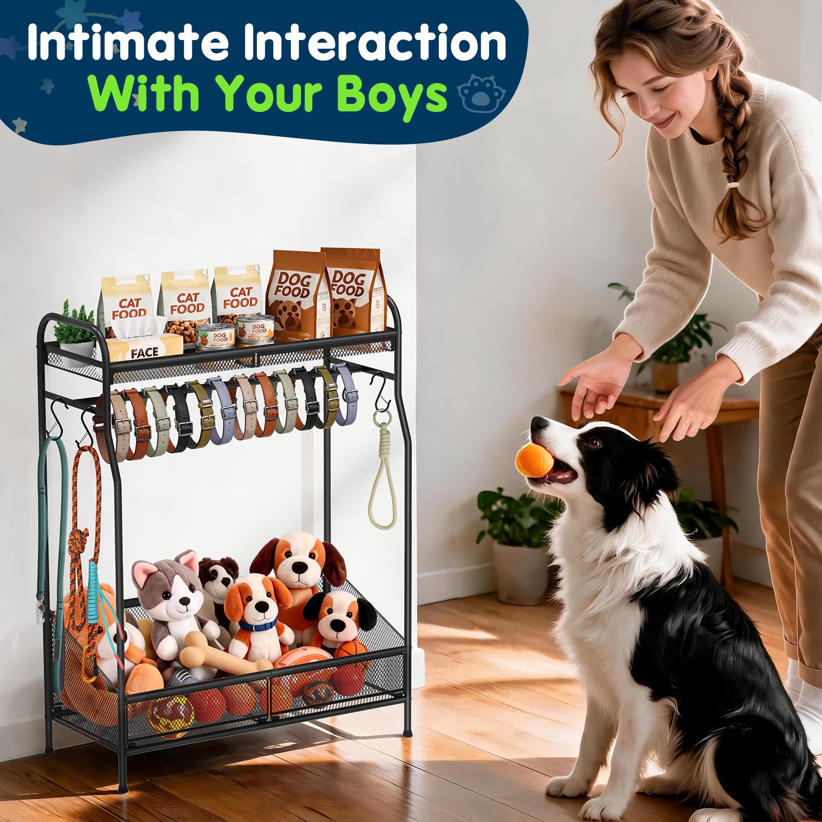 REFLYING Scaffale Organizer Cane in Metallo per Accessori Animali