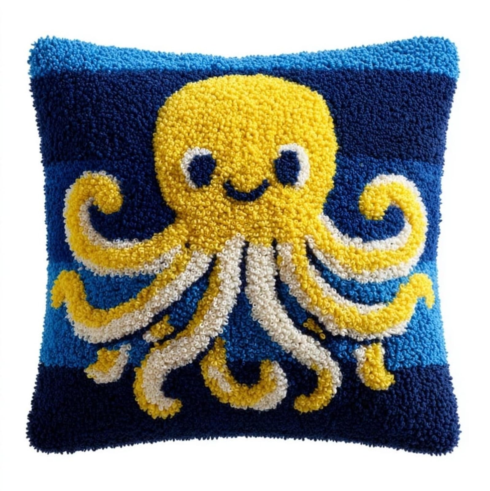 AxiangziK Latch Hook Pillow Kits with Yarn,Animal Octopus Complete DIY Cushion Making Craft Kits,43x43cm Latch Hook Adult Craft Kits for Women