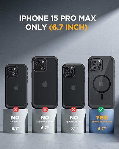 Miniatura 6 de Miracase Funda magnética para iPhone 15 Pro Max de 6.7 pulgadas compatible con Magsafe, funda de cuerpo completo a prueba de caídas para iPhone 15