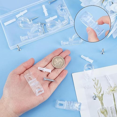 Miniatura 4 de GORGECRAFT 1 caja, 8 juegos de clips de seguridad para persianas enrollables, cadena de seguridad transparente y gancho de fijación para guía de