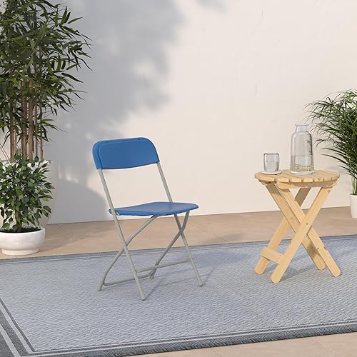 Miniatura 46 de EMMA + OLIVER Juego de 10 sillas plegables de plástico, capacidad de peso de 650 libras, silla plegable apilable ligera en color rojo