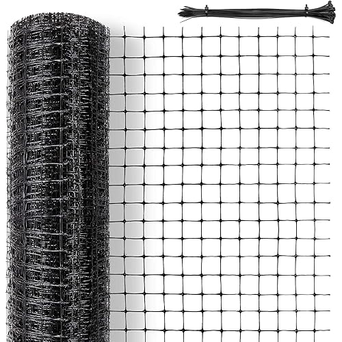 Deer Fence Netting - Garden Bird Netting for Chicken Coops Plant Covers Fine Mesh Protection Netting Black Heavy Duty Trellis for Vegetables Protection from Birds and Animals(7 x 33 FT)