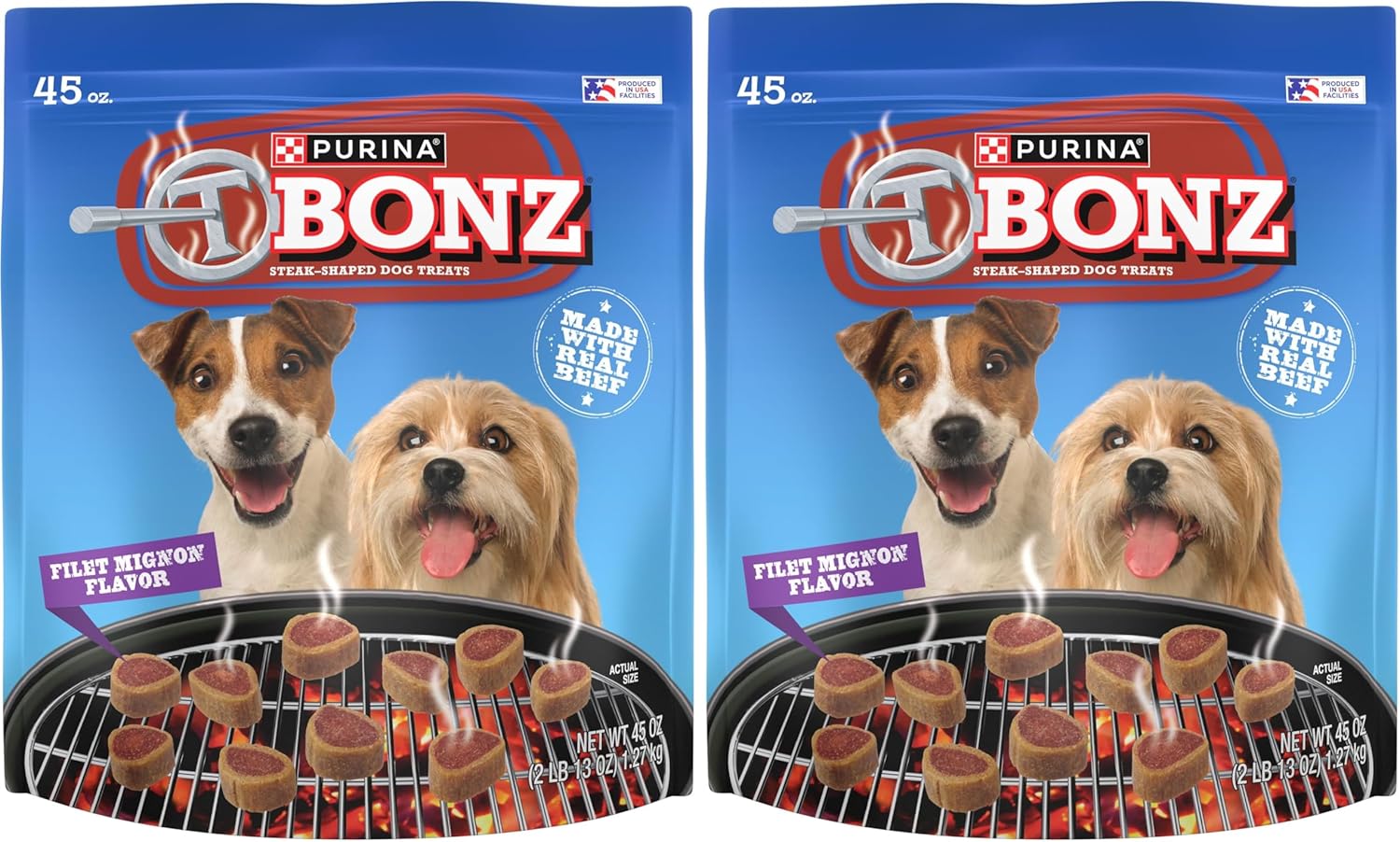 Purina T-Bonz Filet Mignon Flavor Steak Shaped Treats for Dogs - 45 oz. Pouch (Pack of 2)