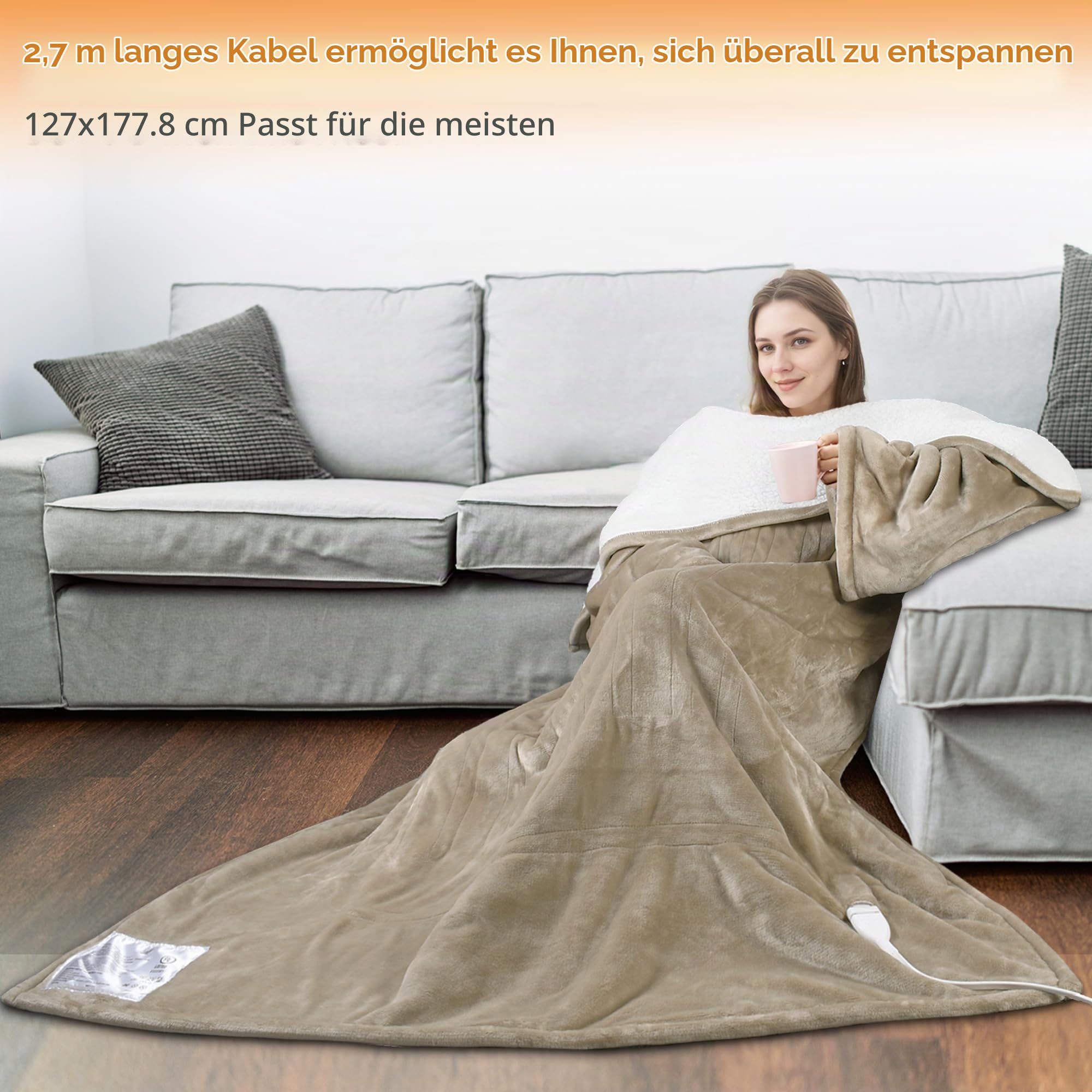 Catalonia Classy Sherpa Heizdecke mit Ärmeln für Erwachsene, Extra Warme Heizdecke, Weiche Flanell-Kuscheldecke, Weiche, Flauschige TV-Decke, Geschenk, 178 x 127 cm