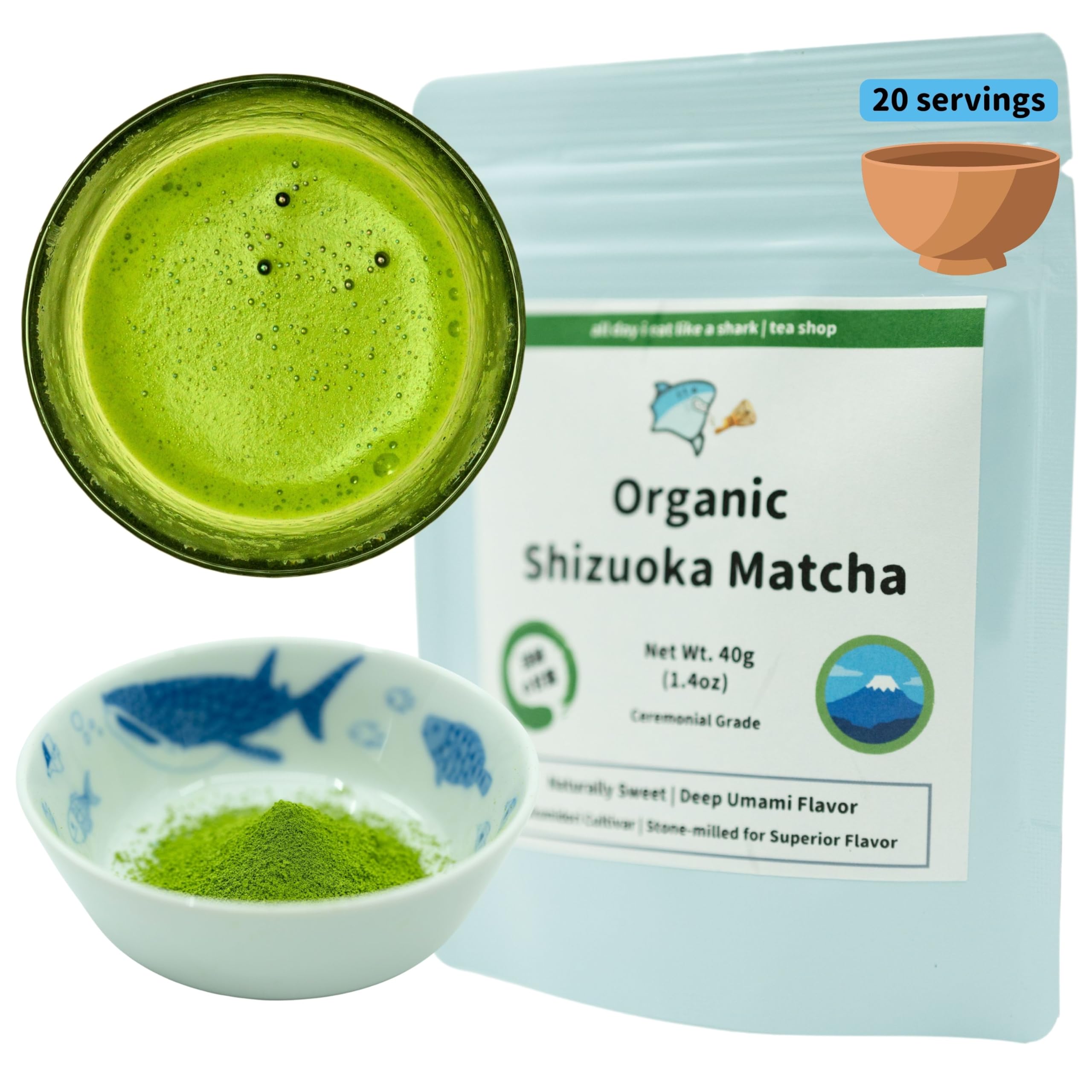 Okumidori Matcha from Shizuoka, Japan - Ceremonial Grade, JAS Certified Organic, Stone-milled, Authentic Japanese Origin, 100% Pure matcha powder (
