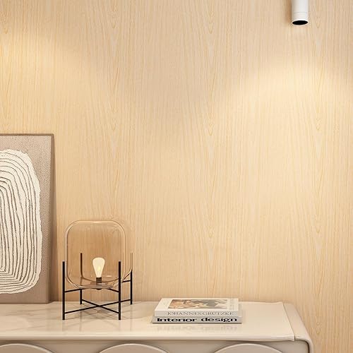 Miniatura 4 de osayhome Papel de contacto de madera para gabinetes, 24 x 394 pulgadas, papel tapiz de madera de roble, autoadhesivo y extraíble, para encimera,