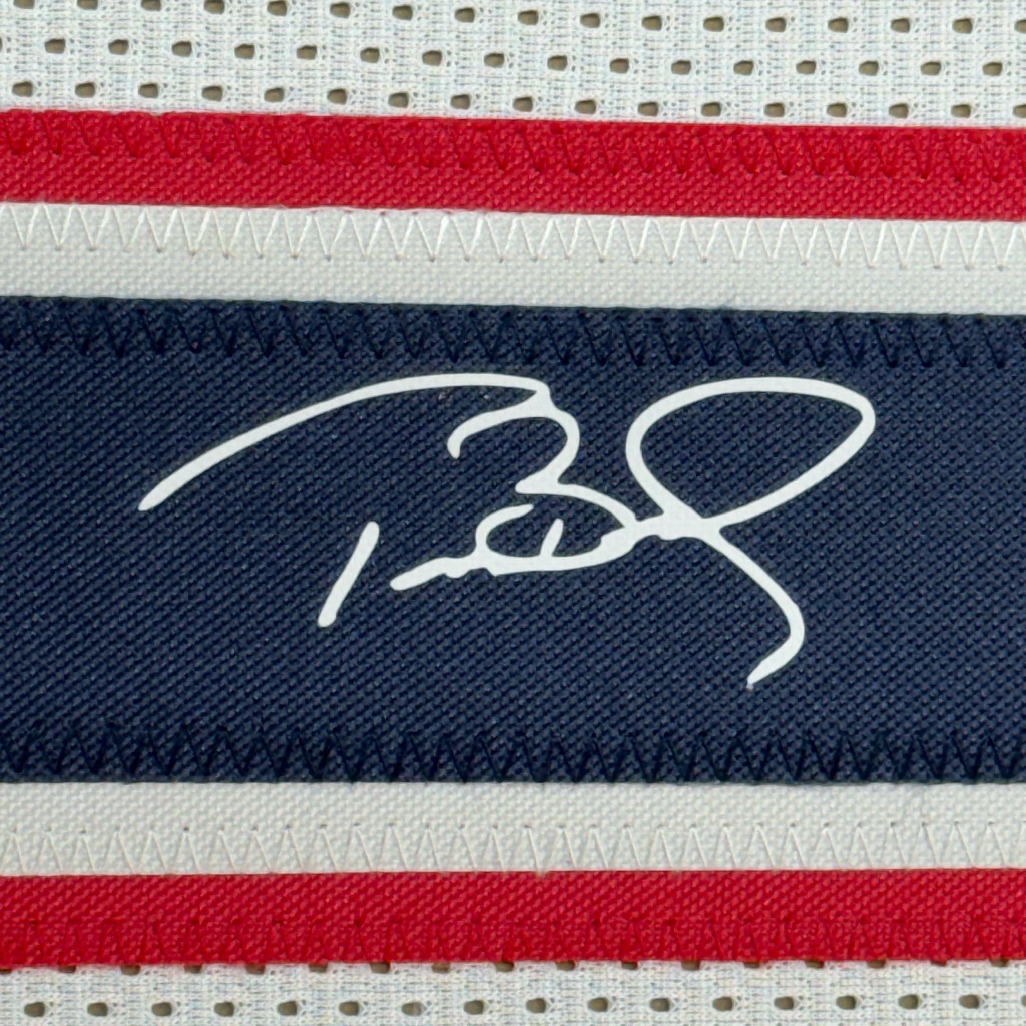 Framed Facsimile Autographed Tom Brady 35x39 New England White