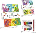 DagouColor Drawing Set, 48PC (24 Colors) Colored Pencil, 2*A4 and 2*A3 Double-Sided Plain White Smooth Papers Pad, 100 GSM, Sketch Books for Beginning Artists Adults Kids Boys Girls Toddlers | Double-Sided White Smooth Drawing Paper Pads + 48PC (24 C