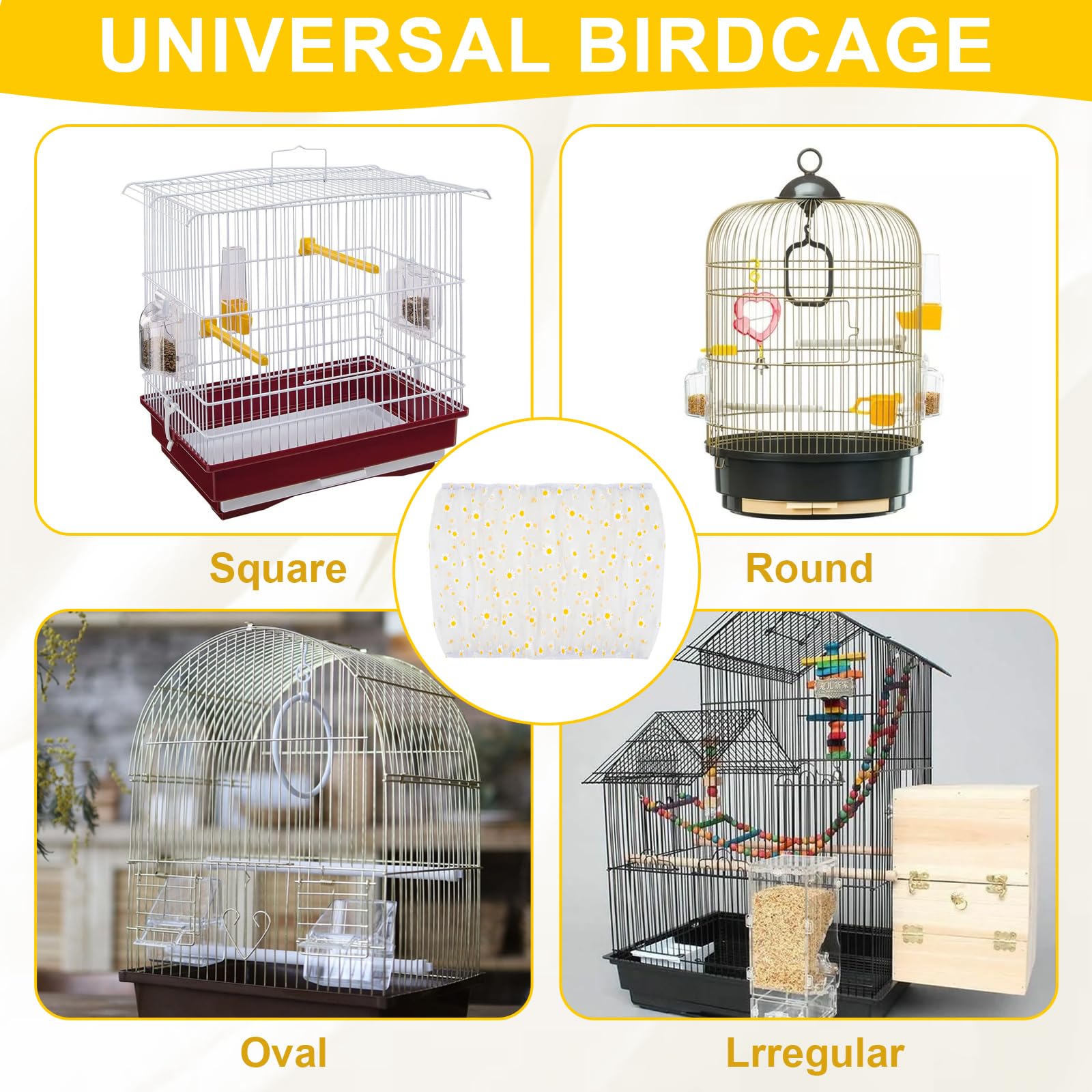 Rete per Gabbia Uccelli, 2 Coperture Universali per Gabbie per Uccelli, Universale Copri Gabbia per Uccelli, Gabbie Rotonde e Quadrate, Adatto per Gabbia Pappagalli con Circonferenza da 155-221 cm
