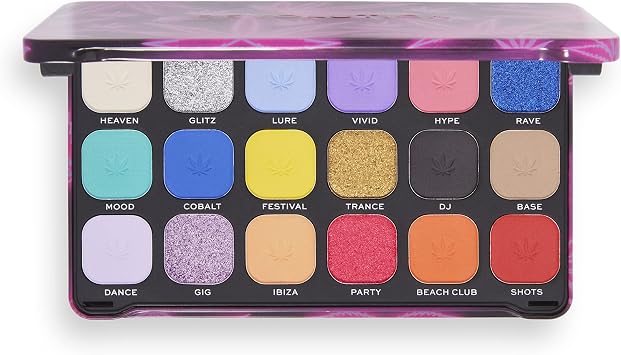 Revolution Beauty London Makeup Revolution, Forever Flawless Eyeshadow Palette, Good Vibes Hype, 18 Shades, 19.8 g
